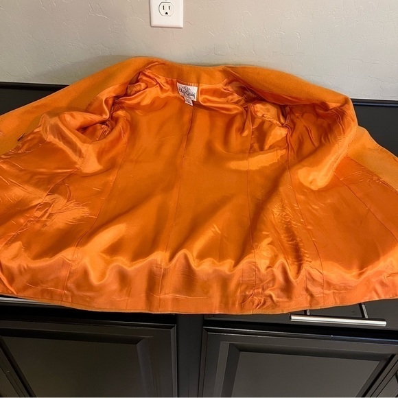 Oleg Cassini Vintage orange wool blend blazer jacket, doublebreasted buttons, M - Picture 9 of 14
